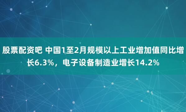 股票配资吧 中国1至2月规模以上工业增加值同比增长6.3%，电子设备制造业增长14.2%