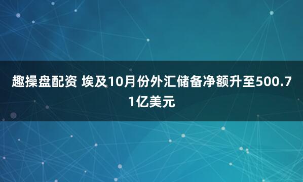趣操盘配资 埃及10月份外汇储备净额升至500.71亿美元
